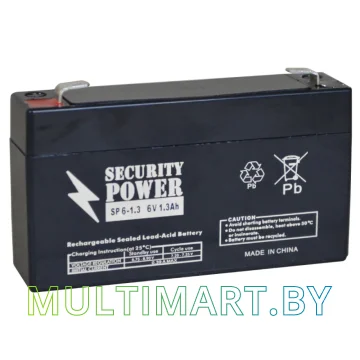 Аккумулятор для ИБП Security Power SP 6-1.3 F1 (6В/1.3 А·ч)